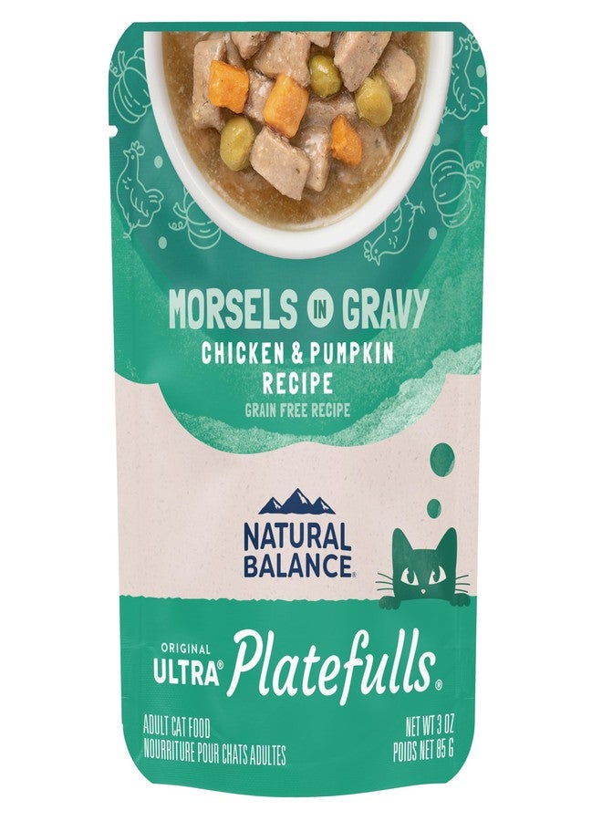 Natural Balance Original Ultra Platefulls Adult Grain-Free Wet Cat Food, Chicken & Pumpkin Recipe, 3 Ounce Pouch (Pack of 24)