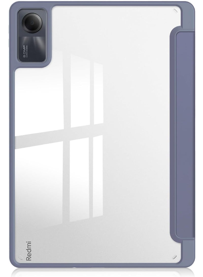 روك بو حافظة لهاتف Xiaomi Redmi Pad SE مقاس 11.0 بوصة إصدار 2023 حافظة فوليو ذكية رفيعة مزودة بحامل للنوم/الاستيقاظ التلقائي مع فتحة قلم رصاص وغطاء خلفي شفاف شفاف - Image 2