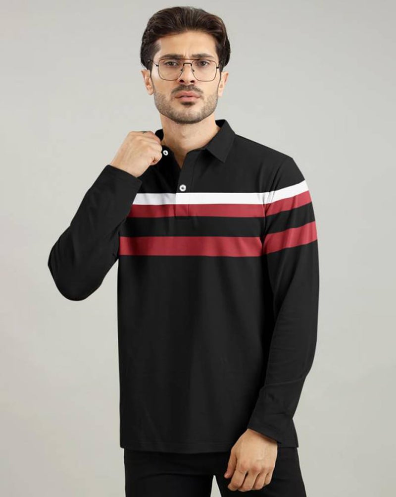 AUSK Men Polo T-Shirt || Full Sleeves Polo T Shirts for Men || Mens T-Shirts Black - Image 4