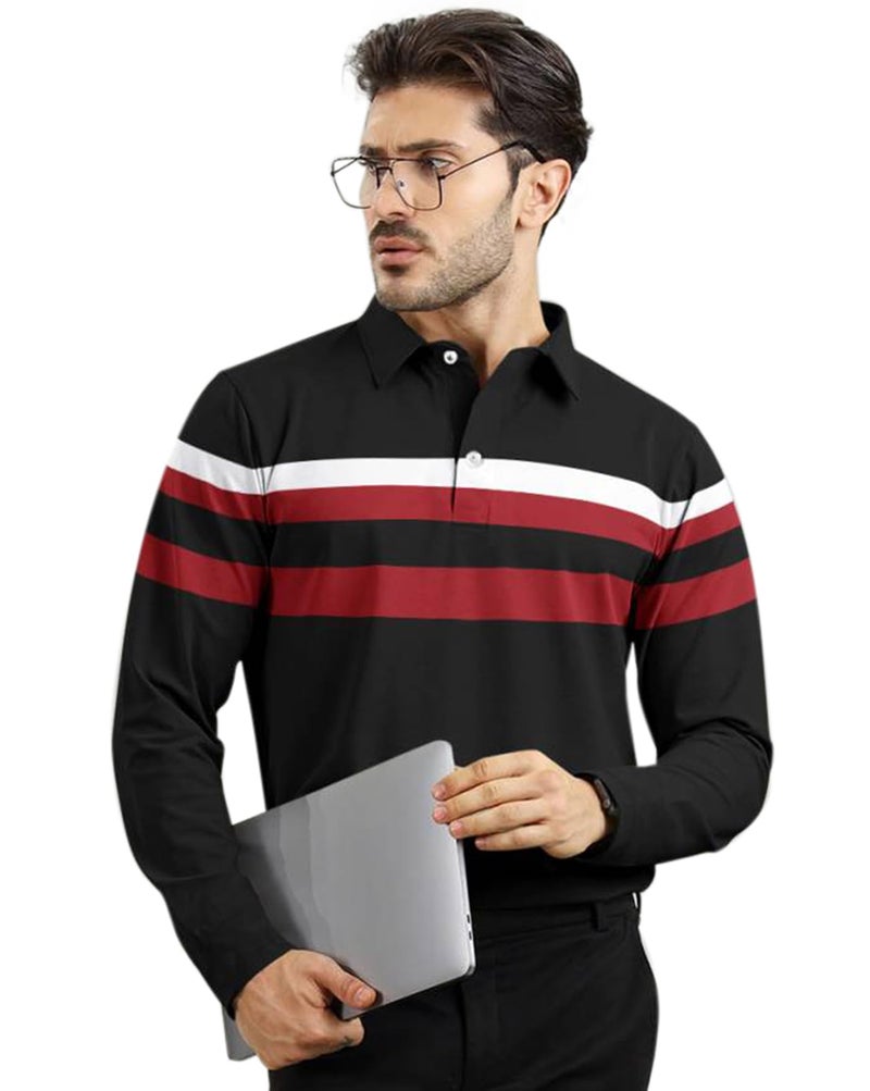 AUSK Men Polo T-Shirt || Full Sleeves Polo T Shirts for Men || Mens T-Shirts Black - Image 5