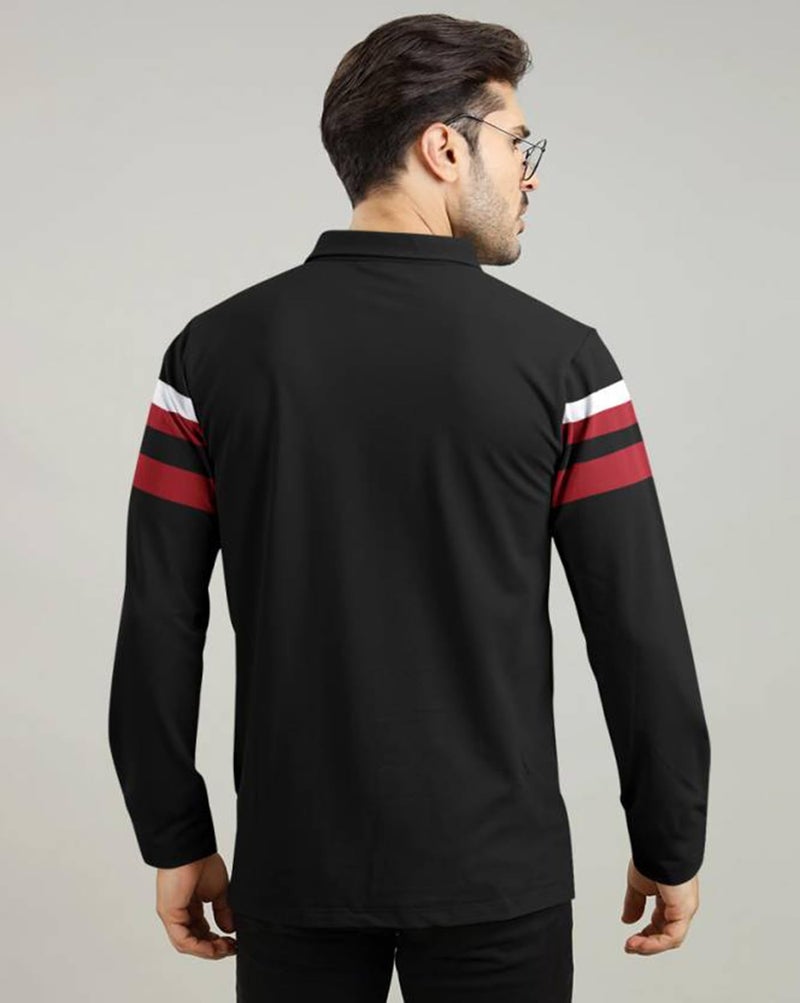 AUSK Men Polo T-Shirt || Full Sleeves Polo T Shirts for Men || Mens T-Shirts Black - Image 2