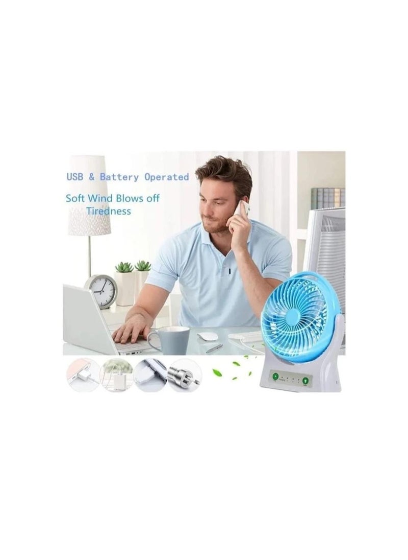 WEIDASI Rechargeable Table Fan | 2800 RPM | 24Ah Li-ion Battery | 3 Speed Settings | 4 SMD Lights | USB Charging | Portable Design  - Image 4