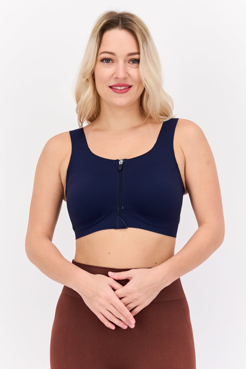 Brooks Women Sportswear Fit Lightly Padded Running Sports Bra, Navy - Image 1