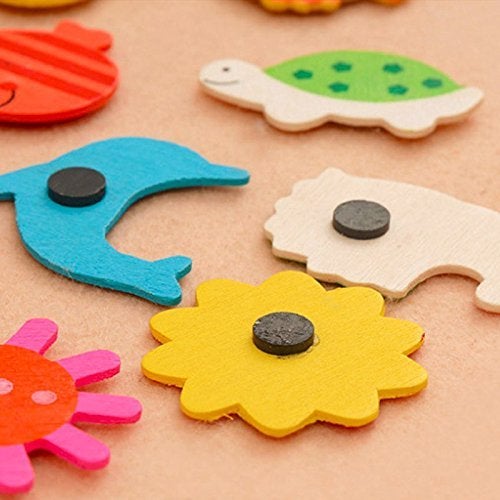 es³kube nature themed wooden cartoon magnets (assorted) - set of 40- Multi color - Image 4