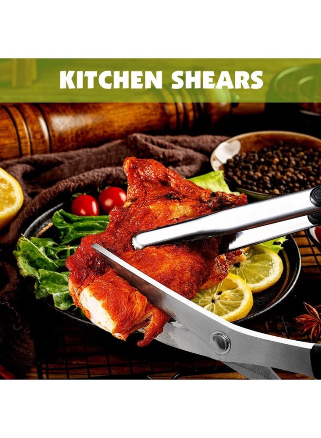 Kitchen Shears, Korean Barbecue Scissors And Tongs Set, For Cutting Meat, Chicken & Vegetables, Stainless Steel Multipurpose Non-Slip Serrated Sharp Bbq - Image 4