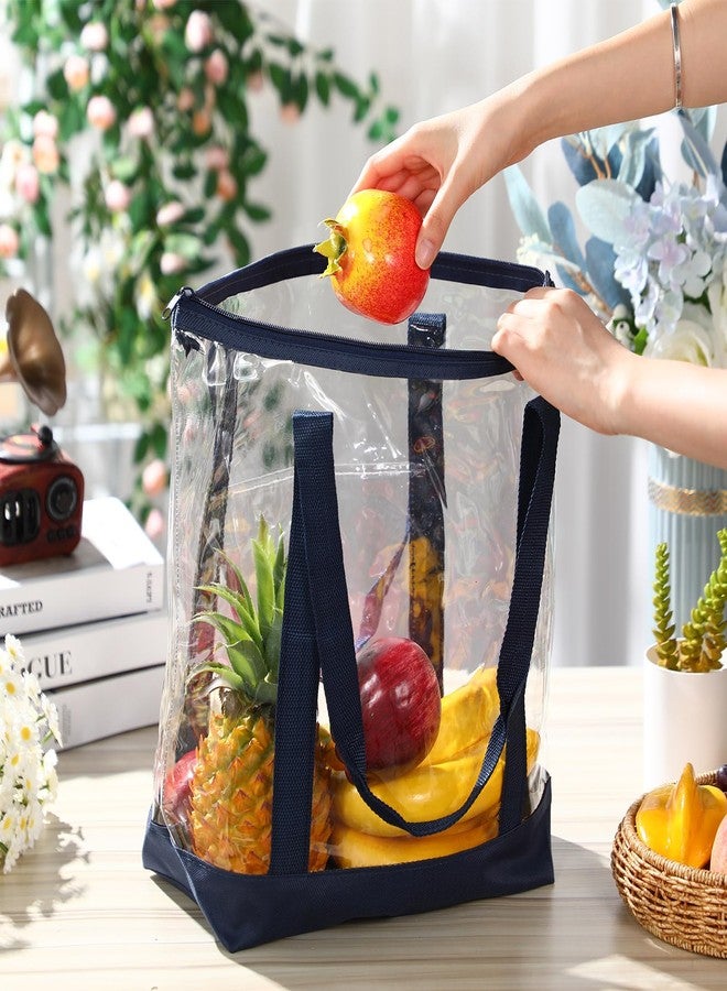 Reginary 8 Pieces Clear Tote Bags Shoulder Handbag Security Approved See Through Bag with Zipper Closure for Travel Work (Morandi Color) - Image 4