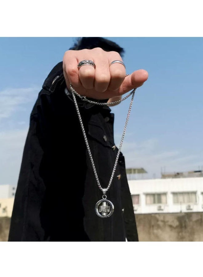 LATEEN Men's Titanium Steel Necklace Silver Trendy Collarbone Chain Rugged Hip Pop Style Accessory Birthday Eid Gift Hypoallergenic & Durable Fashion Jewelry - Image 1