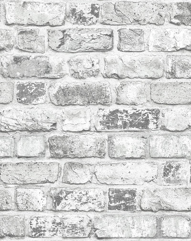 MelunMer Grey Brick Wallpaper Peel and Stick Wallpaper Vintage Grey and White Brick Contact Paper for Walls Self-Adhesive Removable Wall Paper for Kitchen Fireplace Home Decor Waterproof17.3 x 78.7 In - Image 1