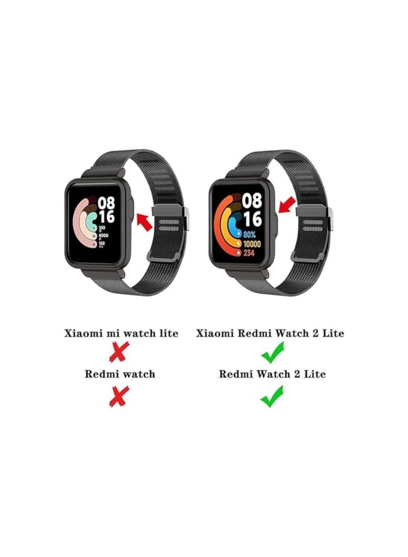 ELMO3EZZ Strap for Xiaomi Mi Watch Lite Bracelet, Stainless Steel Woven Mesh Watch Strap with Frame for Redmi Watch Lite.(Black) - Image 3
