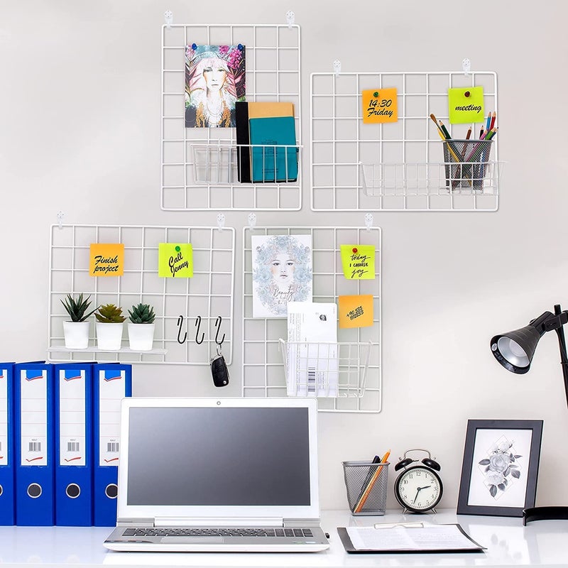 Franklite Iron Square shape hanging Grid frame for home Decoration, wall, photog, collage photo, key, as per your requirement (30x 30 cm) 2pcs Frame (White) - Image 2