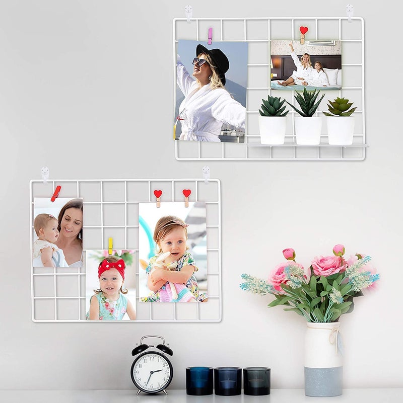 Franklite Iron Square shape hanging Grid frame for home Decoration, wall, photog, collage photo, key, as per your requirement (30x 30 cm) 2pcs Frame (White) - Image 1
