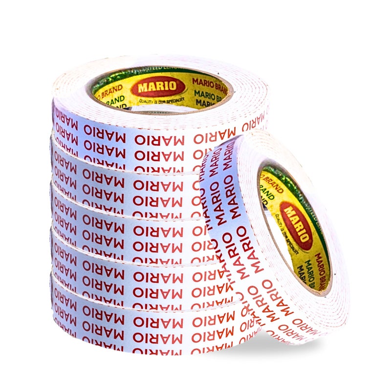 Mario Double-Sided Foam Tape – Strong Adhesive Multipurpose Mounting Tape | Wall, Furniture, Balloon & Craft Use | 12mm x 5M | Pack of 6 - Image 3