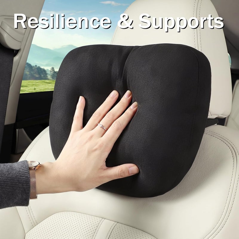 POKSRI car headrest Pillow Neck Head Rest for Driving seat,2 pcs Universal fit Support Vehicle Front Rear Cushion Seats,Breathable, Travel Lying Pillows (Black Color) - Image 2