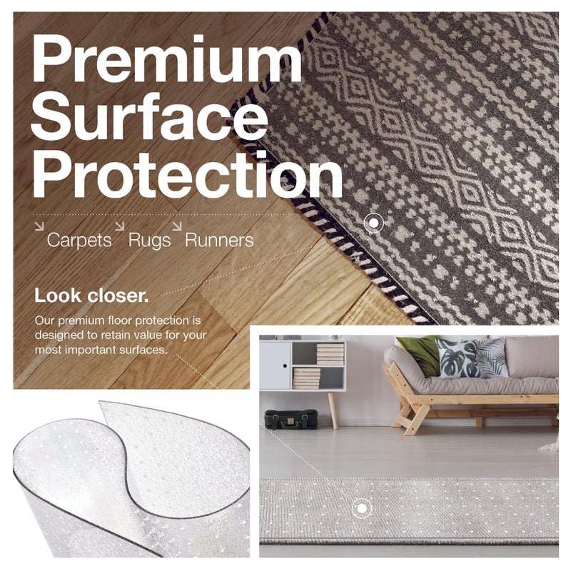 ExactMade - Clear Carpet Runner, USA Made, Safe, 24 x 36 Inch, 2mm Thick Cleated Vinyl, Clear Floor Runner Roll for Carpet Protection, Plastic Area Rug for Doorway Floor - Image 3