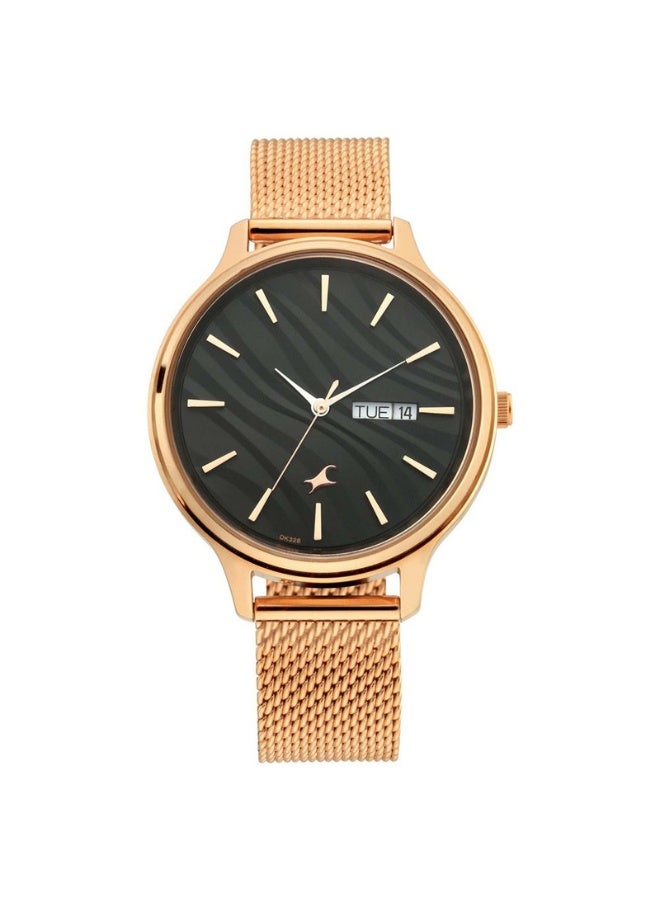 fastrack Ruffles Women’s Watch 6207WM01 – Black Dial, Rose Gold Metal Strap, Quartz, 3 ATM Water-Resistant, Date Function, Stylish & Gift-Ready Timepiece - Image 1