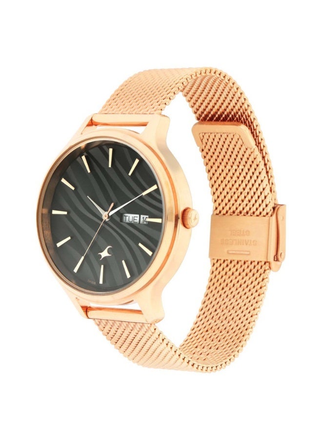 fastrack Ruffles Women’s Watch 6207WM01 – Black Dial, Rose Gold Metal Strap, Quartz, 3 ATM Water-Resistant, Date Function, Stylish & Gift-Ready Timepiece - Image 3