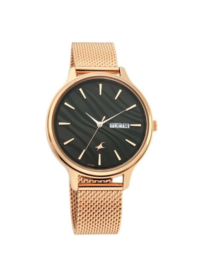 fastrack Ruffles Women’s Watch 6207WM01 – Black Dial, Rose Gold Metal Strap, Quartz, 3 ATM Water-Resistant, Date Function, Stylish & Gift-Ready Timepiece - Image 2