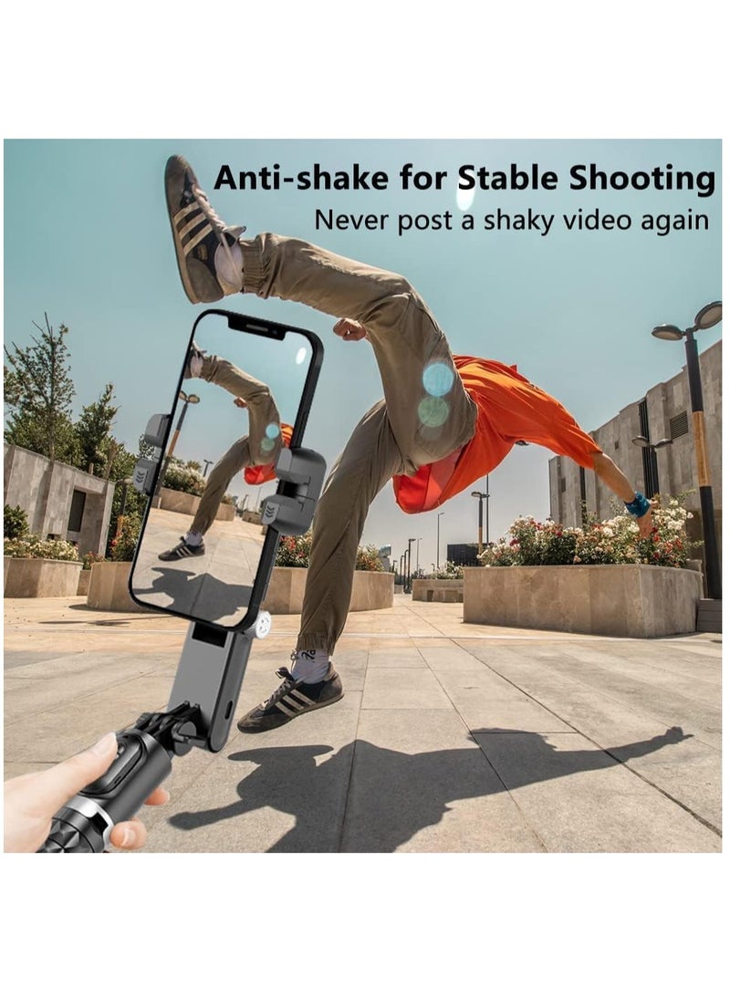 Gimbal Stabilizer for Smartphone with Extendable Selfie Stick and Tripod, 3 Axis Selfie Stick Tripod with Face Tracking, 360° Rotation, 4 in 1 Portable Phone Tripod, Auto Balance - Image 2