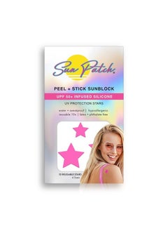 Sun Patch, Reusable Star Shaped Sunblock Patches, 100% Silicone Star Sunscreen Patches for UV Protection, Face Stickers with UPF 50, 1 Pack/10 Stars, Pink