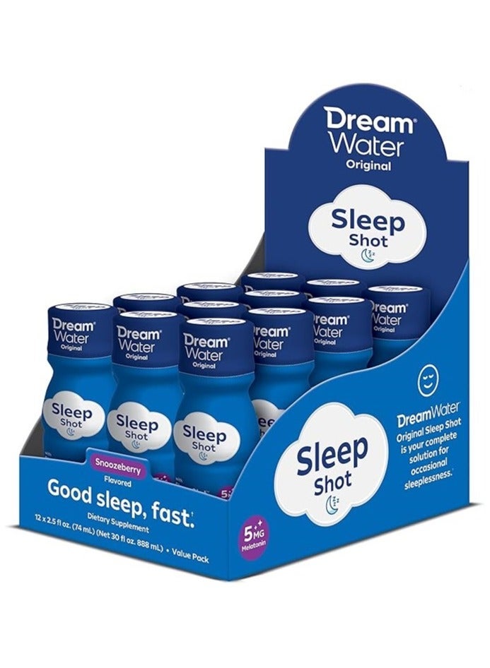 Dream Water Sleep Shot Original GABA, Melatonin, 5-HTP, Snoozeberry, 12 Count each 2.5 fl.oz - Image 1