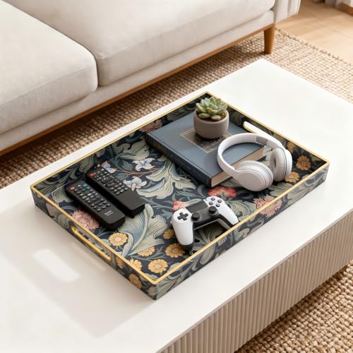 Fuukou Large Tay for Ottoman Coffee Table,Modern Plastic Serving Tray with Handles,Rectangular Ottoman Tray Coffee Table Tray,Decorative Serving Tray for Living Room - Image 5