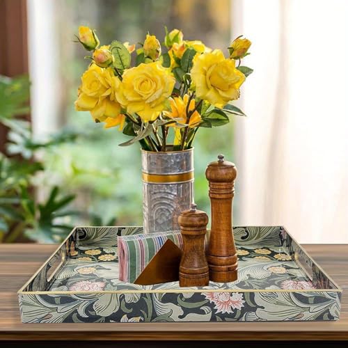 Fuukou Large Tay for Ottoman Coffee Table,Modern Plastic Serving Tray with Handles,Rectangular Ottoman Tray Coffee Table Tray,Decorative Serving Tray for Living Room - Image 3