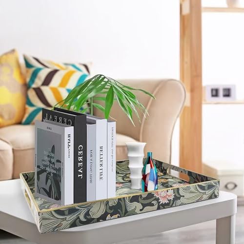 Fuukou Large Tay for Ottoman Coffee Table,Modern Plastic Serving Tray with Handles,Rectangular Ottoman Tray Coffee Table Tray,Decorative Serving Tray for Living Room - Image 2
