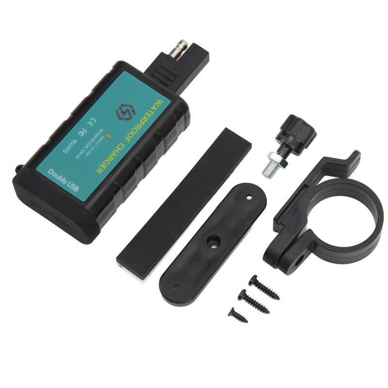 WUPP Motorcycle Dual USB Fast Charger SAE to USB Adapter with Voltage Current Automatic Adjustment - On Off Switch Waterproof Cover for DC12V‑24V Motorcycles ATVs Boats - Image 2
