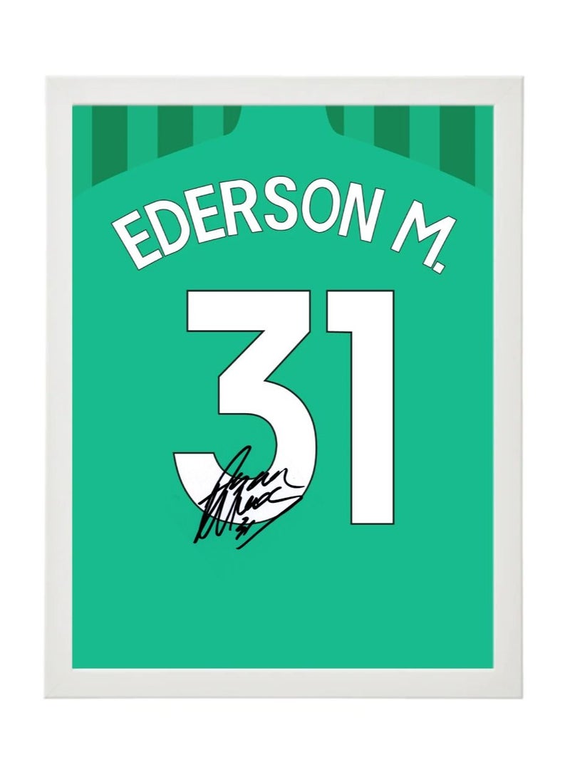 Boomah Accessories Ederson Autographed Jersey 2023-24 Poster with Frame 30x40cm 