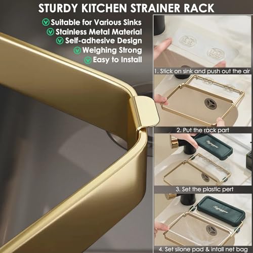 TAZLYN Kitchen Sink Drain Filter Strainer For Kitchen Sink Net Sink Drain Rack With Strainer Net Food Catcher For Kitchen Sink With 50Pcs Mesh Bags, 10 cm - Image 4