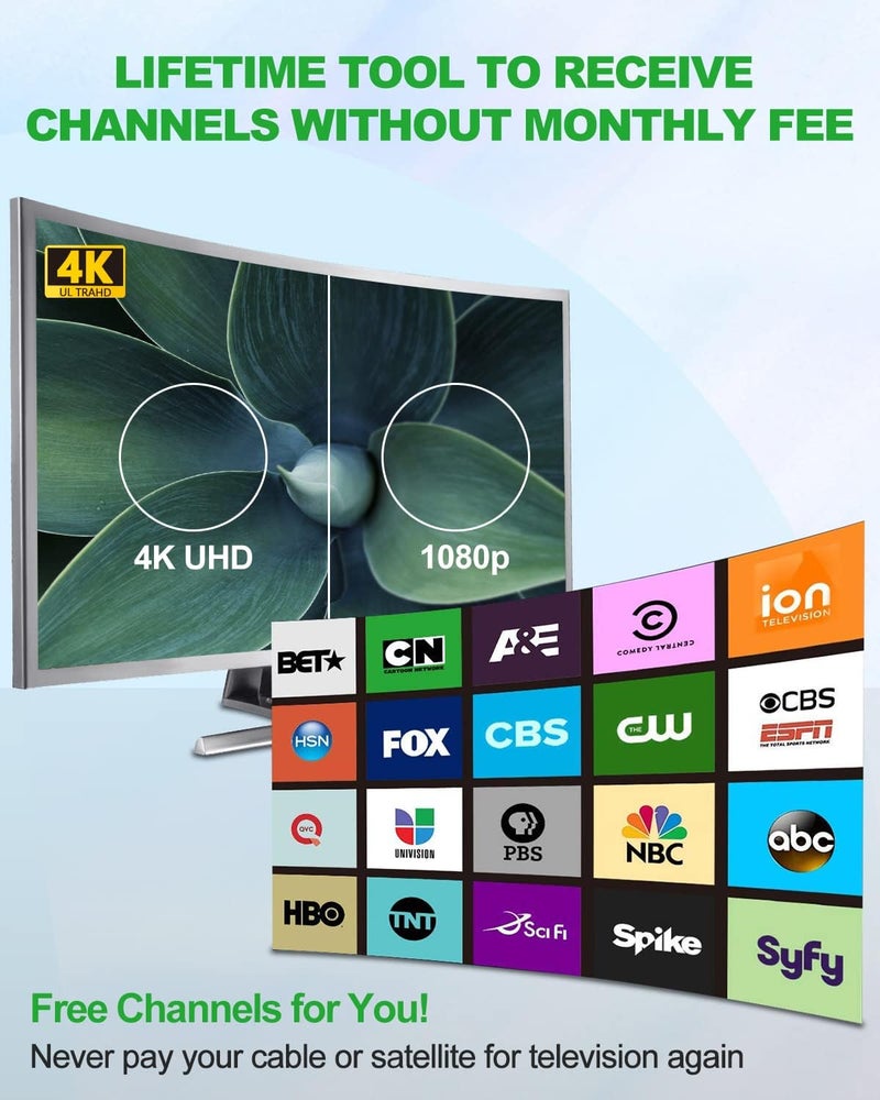 Vansky TV Antenna Indoor, Digital Amplified Indoor HDTV Antenna, 1080p VHF UHF Television Local Channels Detachable Signal Amplifier and 16.5ft Long Coax Cable - Image 2