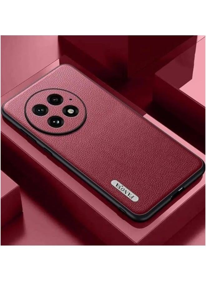 Compatible with OnePlus 13 5G Case,Litchi Pattern Slim Leather Shell PC Frame All-inclusive Style,Shockproof  scratch-resistant phone case for