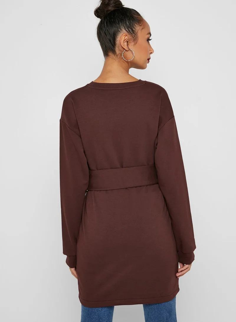 TOPSHOP Belted Sweatshirt Dress