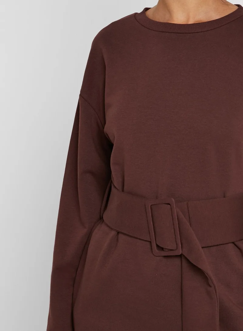 TOPSHOP Belted Sweatshirt Dress