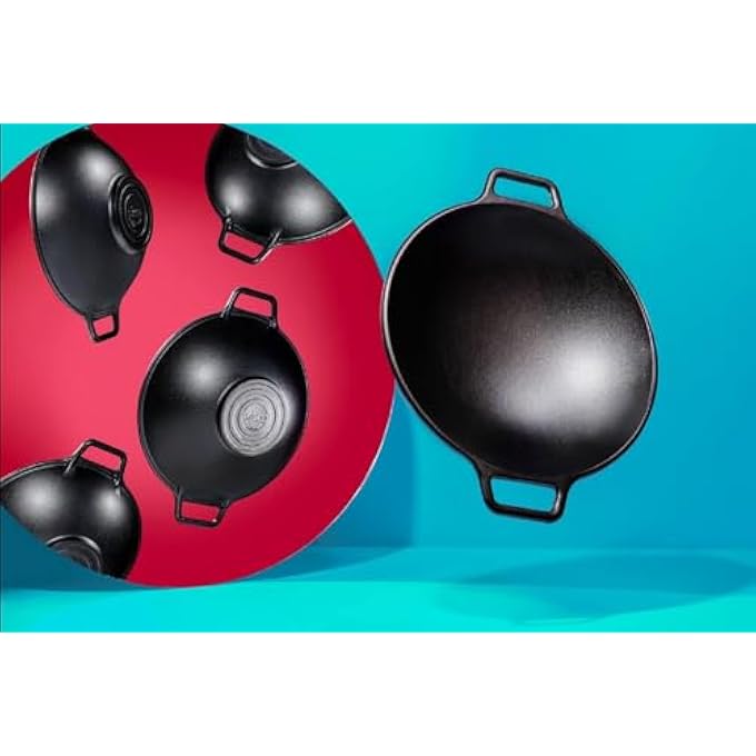 مقلاة ووك برولوجيك من الحديد الزهر P14W3 مقاس 14 بوصة باللون الأسود - Image 2