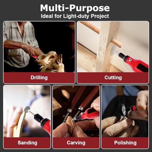 Verilux Mini Drill Machine, Cordless Rotary Tool Kit, DIY Drilling Electric Tool Polishing Machine, Mini Drill Engraving Machine, 3.7V Grinder with 5 Variable Speed for Polishing Cleaning - Image 5