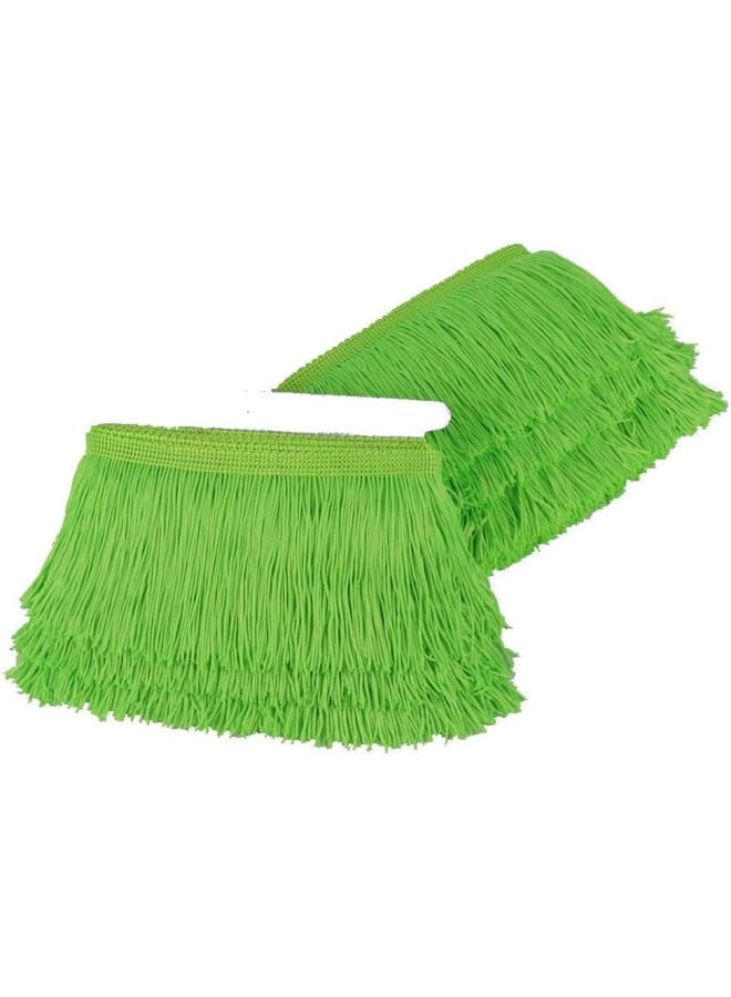 Fringe Trim Lace Polyerter Fibre Tassel 4inch Wide 10 Yards Long for Clothes Accessories Latin Wedding Dress DIY Lamp Shade Decoration Black (Fluorescent Green) - Image 2