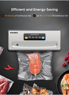 INKBIRD INKBIRD Cordless Vacuum Sealer Machine INK-VS06 with Starter Kit Rechargeable Food Vacuum Sealing Built-in Cutter Pro Food Preservation Kit -80kPa Ideal for Kitchen Camping Outdoor Cooking  - Image 3