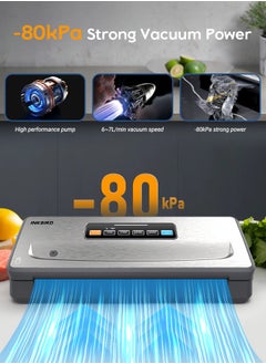 INKBIRD INKBIRD Cordless Vacuum Sealer Machine INK-VS06 with Starter Kit Rechargeable Food Vacuum Sealing Built-in Cutter Pro Food Preservation Kit -80kPa Ideal for Kitchen Camping Outdoor Cooking  - Image 4