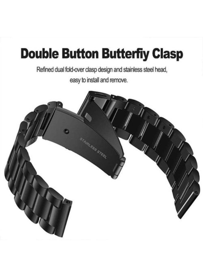 سوار من الفولاذ المقاوم للصدأ لهاتف هواوي GT6 مقاس 46 مم - سوار أسود قابل للتعديل ومريح - Image 1