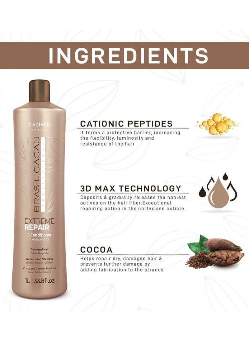 برازيل كاكاو بلسم برازيل كاكاو 1000 مل Extreme Repair 2 - revitalizing للشعر التالف - Image 3