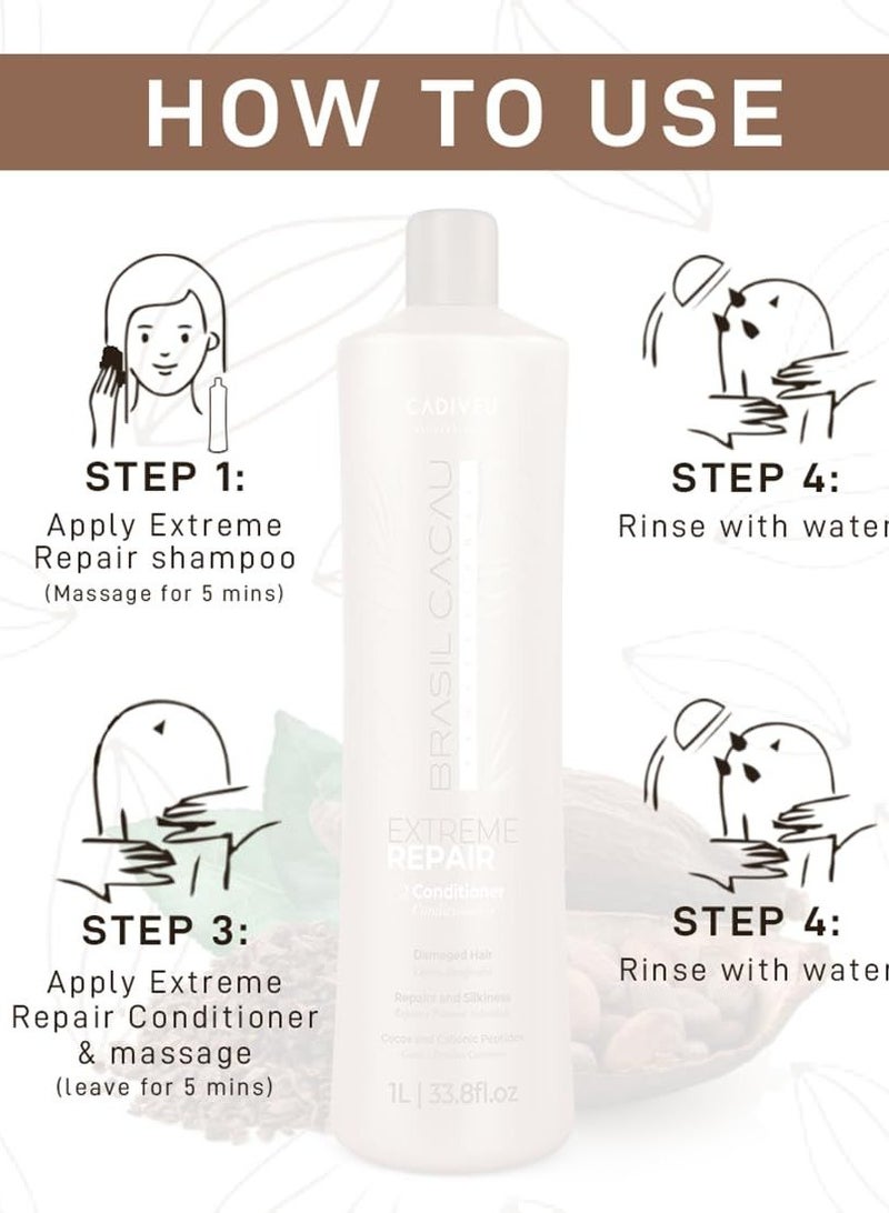 برازيل كاكاو بلسم برازيل كاكاو 1000 مل Extreme Repair 2 - revitalizing للشعر التالف - Image 4