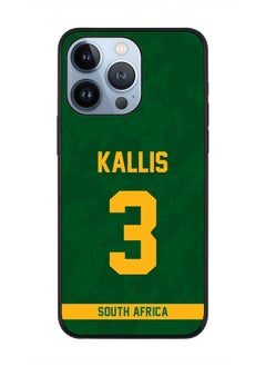Rugged Black Edge Case iPhone 13 Pro, Slim fit Soft Case Flexible Rubber Edges Thin Cover - Player Name - Jacques Kallis, Jersey Number- 3