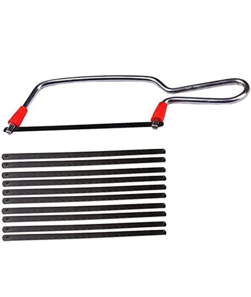PERFECT TECH 6 Inch Steel Junior Saw Mini Hacksaw Frame with 10 Crown Spare Blades For Multipurpose Use(Black) - Image 1