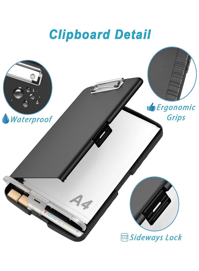 بيوينتي حافظة أوراق مع مساحة تخزين، حافظة تمريض عالية السعة بحجم A4 مع حامل أقلام، حافظة مستندات مقاومة للماء، مجلد بفتحة جانبية، مثالية للفصول الدراسية والمعلمين والطلاب والمكتب والكتابة السلسة، لون أسود - Image 5