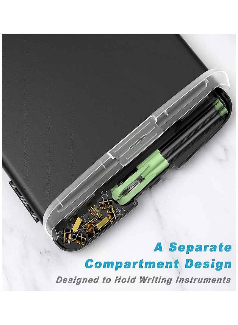 بيوينتي حافظة أوراق مع مساحة تخزين، حافظة تمريض عالية السعة بحجم A4 مع حامل أقلام، حافظة مستندات مقاومة للماء، مجلد بفتحة جانبية، مثالية للفصول الدراسية والمعلمين والطلاب والمكتب والكتابة السلسة، لون أسود - Image 4