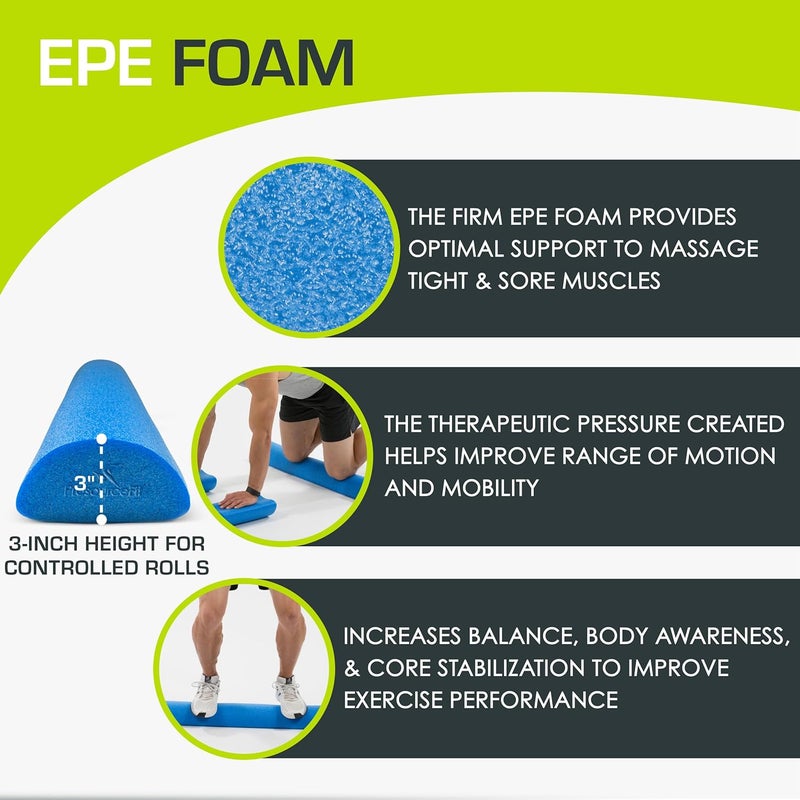 ProSourceFit Flex Foam Rollers & Half-Round Foam Rollers 12” & 36” for Muscle Massage, Physical Therapy, Core & Balance Exercises Stabilization, Pilates - Image 3