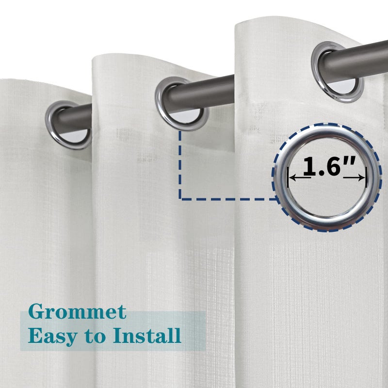 BGment Bress Bress Look Streains شبه شفاف لغرفة نوم Grommet ضوء تصفية الستائر خصوصية مزخرفة غير رسمية لغرفة المعيشة 2 لوحات (كل 52 × 84 بوصة رمادية فاتحة) - Image 3