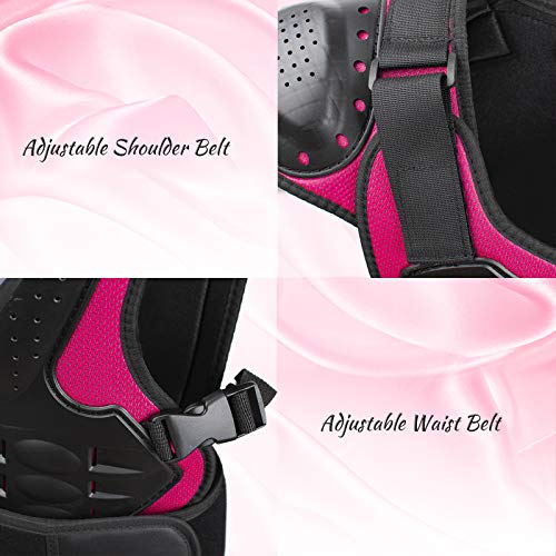 Webetop Kids Dirt Bike Gear ATV Chest Protector Motocross Mountain Bike Girls Chest Protector for Riding 4 Wheeler MTB Black/Pink M - Image 4