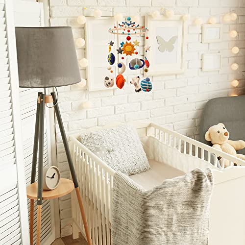 Glaciart One Space Nursery Mobile - Colorful Decor for Crib, Baby Rooms - Handmade, Child-Safe Wood, Felt Wool & Cotton - Solar System Decoration for Girls & Boys - 10x24Inch, 50Inch Hanging String - Image 4